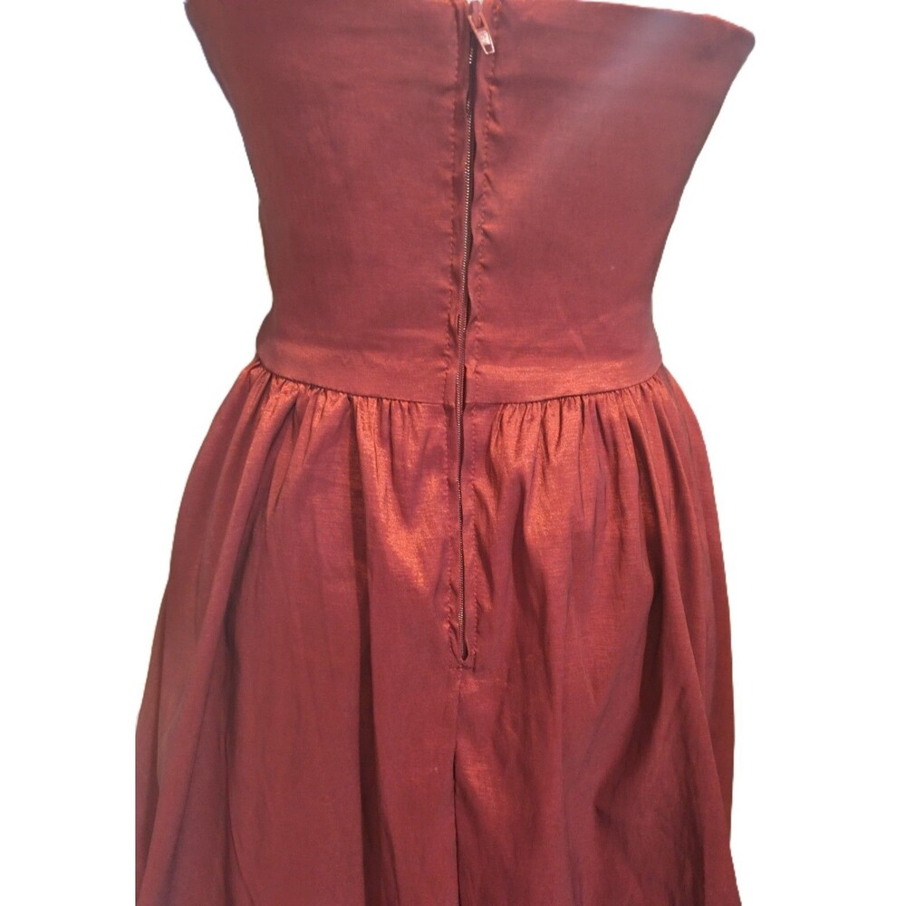 Beautiful B Smart Formal Shiny Red Gown w Waterfall Hem High Low Train SZ 7 - Picture 6 of 9